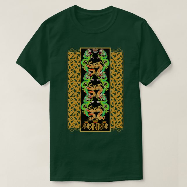 Dragón verde dorado camiseta RNR (Diseño del anverso)