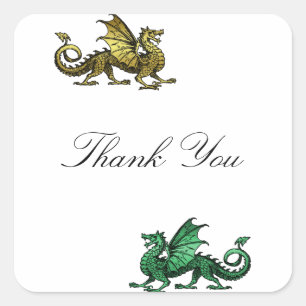 Dragón Verde Dorado Gracias Pegatinas