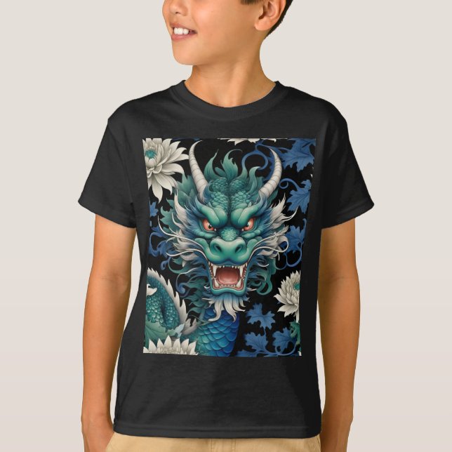 Dragón verde esmeralda Imprimir camiseta (Anverso)