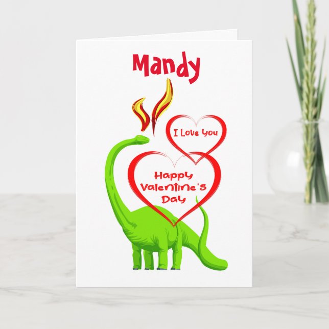 Dragón verde feliz tarjeta de San Valentín (Anverso)