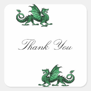 Dragón Verde Gracias Pegatinas
