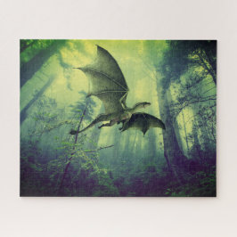 Dragón verde naturaleza fantasía arte rompecabezas