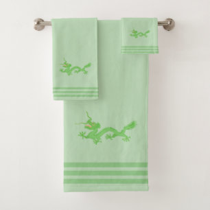 Dragón verde personalizado y tres rayas en verde c