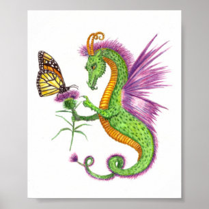 Dragón y mariposa - impresión