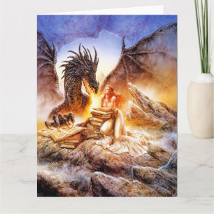 Dragón y una tarjeta de saludo Lady