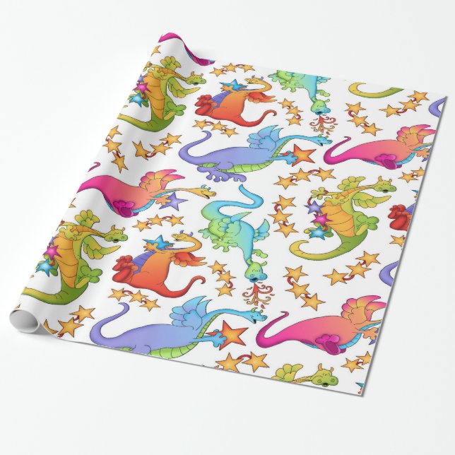 Dragones coloridos para niños regalo Papel para en (Desenrollado)