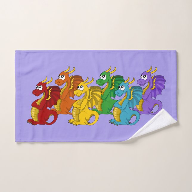 Dragones de dibujos animados coloridos de arcoíris (Toalla de mano)