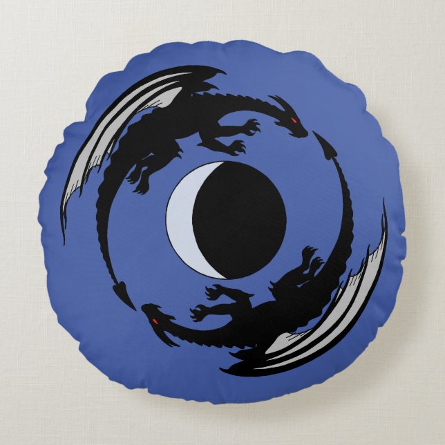 Dragones de la luna Diseño de fantasía Almohada re (Anverso)