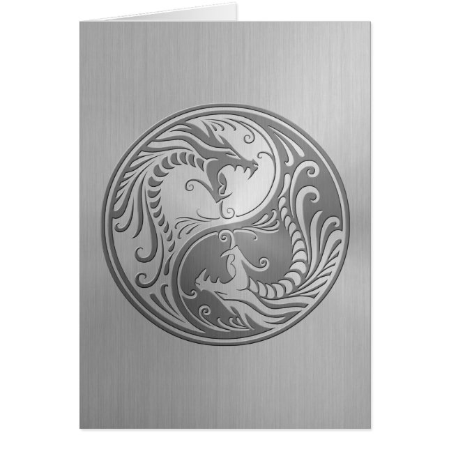 Dragones de Yin Yang del acero inoxidable (Frente)