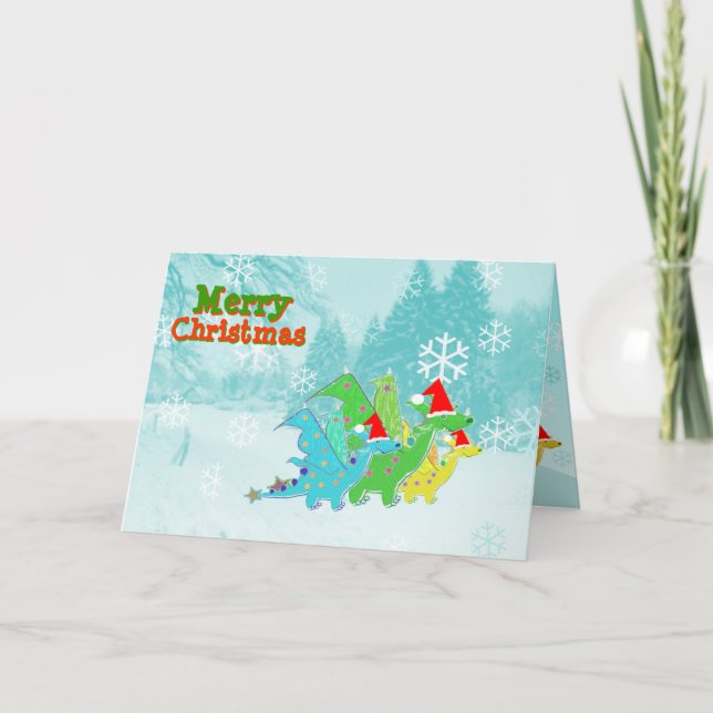 Dragones del dibujo animado de las Felices Navidad (Anverso)