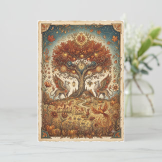 Dragones en el Otoño Tarjeta de Arte Vintage Capri
