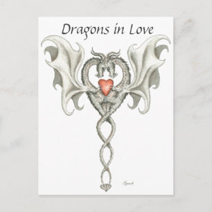 Dragones enamorados - postal