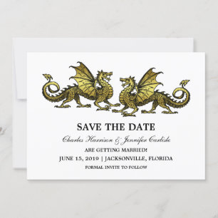 Dragones Gold Elegant Guardar la invitación de la 