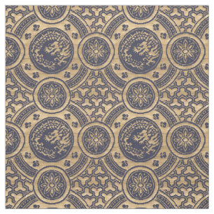 Dragones japoneses vintage y tela de patrón de flo