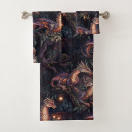 Dragones morados encaramados en árboles