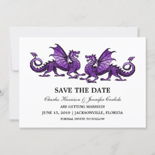 Dragones Purple Elegant Guardar la invitación de f