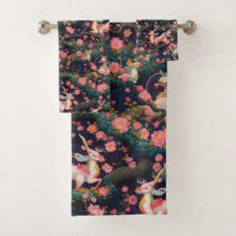 Dragones rosas y flores de cerezo