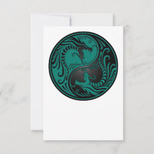 Dragones Yang verde azulados azules y negros