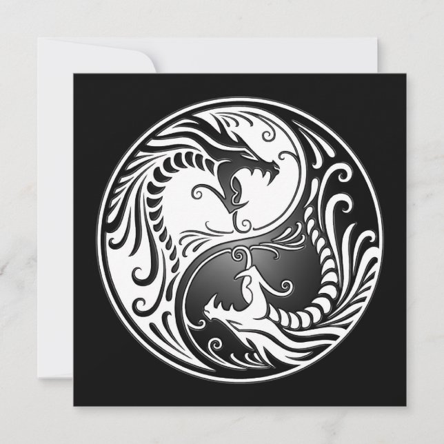 Dragones Yin Yang, blancos y negros (Anverso)