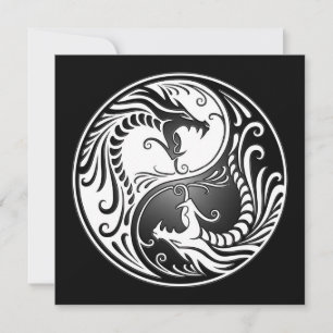 Dragones Yin Yang, blancos y negros