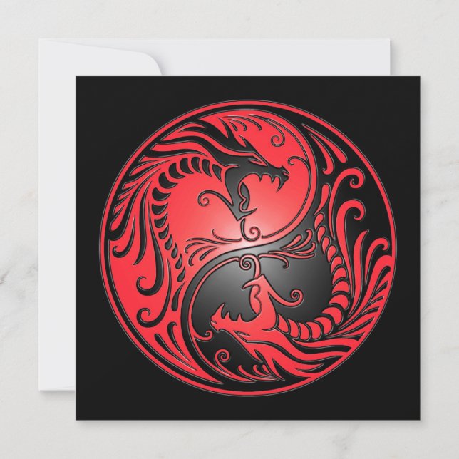 Dragones Yin Yang, rojo y negro (Anverso)