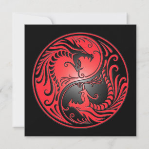 Dragones Yin Yang, rojo y negro