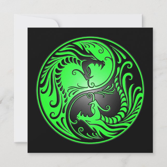Dragones Yin Yang, verde y negro (Anverso)