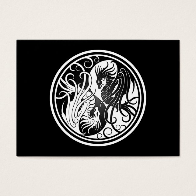 Dragones Yin Yang volando - blanco y negro (Frente)