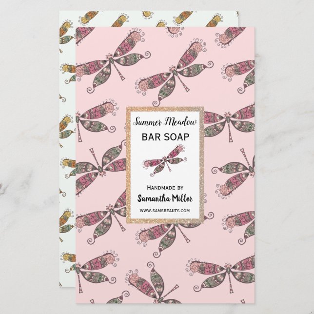 Dragonflies Jabón hecho a mano Producto Papel reci (Anverso / Reverso)