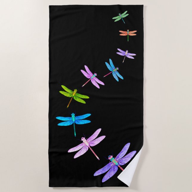 Dragonflies on Black - Toalla de playa (Anverso)