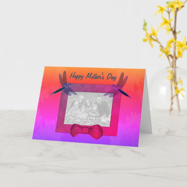 Dragonflies tarjeta fotográfica personalizada Día  (flor amarilla)