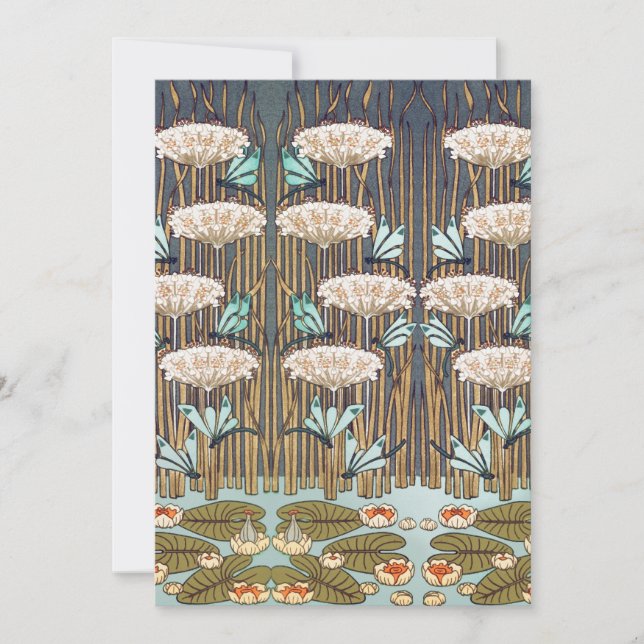 Dragonflies Water Lilies Marsh Art Nouveau (Anverso)