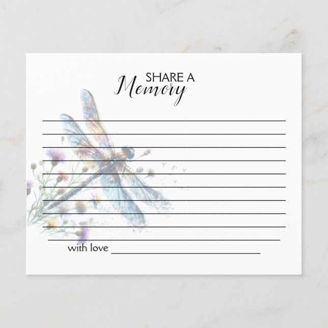 Dragonfly comparte una tarjeta funeraria simple de (Anverso)