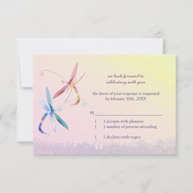 Dragonfly Country Wedding RSVP (Anverso)