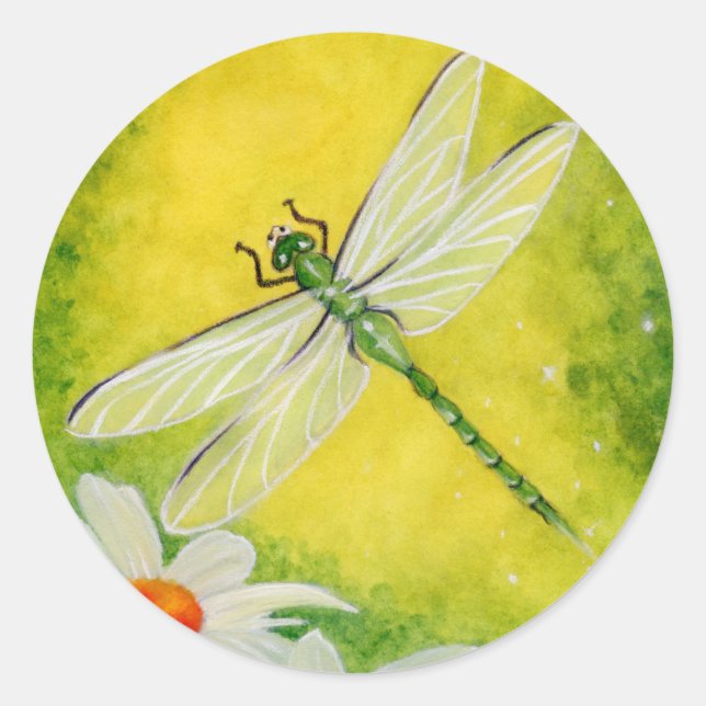 Dragonfly Daises Pegatina (Anverso)