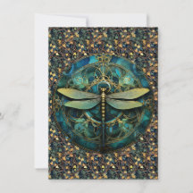 Dragonfly de estilo Art Nouveau en tarjeta de nota