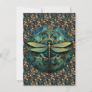 Dragonfly de estilo Art Nouveau en tarjeta de nota