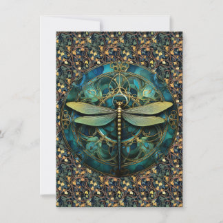 Dragonfly de estilo Art Nouveau en tarjeta de nota