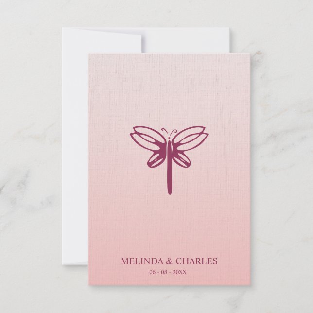 Dragonfly Logo in Burgundy on Gradient for Wedding (Anverso)