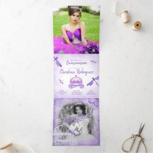 Dragonfly púrpura, Invitación de Quinceañera de tr