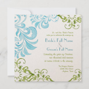 Dragonfly Swirls Scroll Moda Invitación floral mod