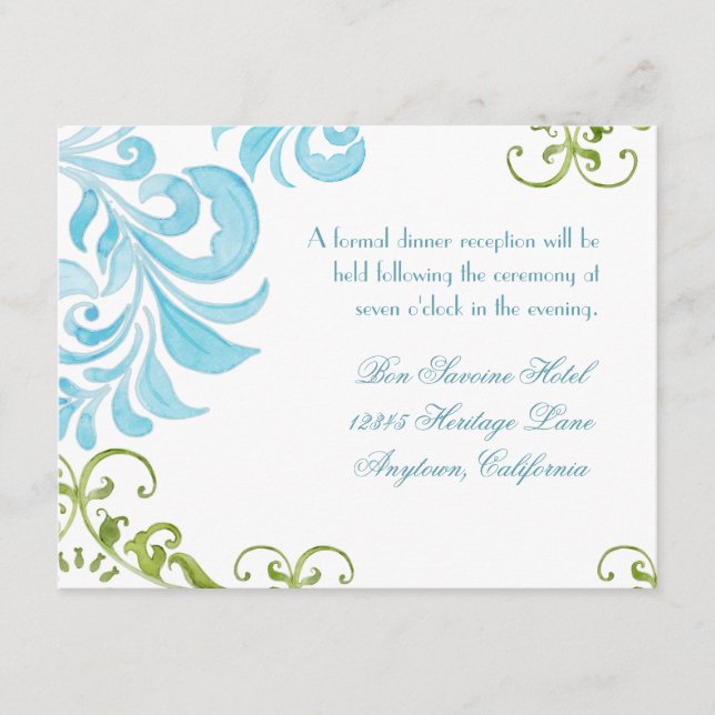Dragonfly Swirls Scroll Moda Invitación floral mod (Anverso)