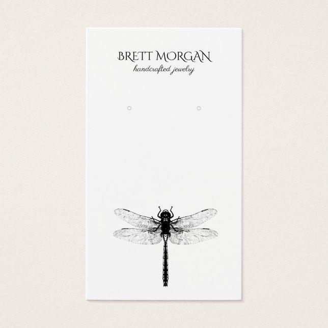Dragonfly Typography Earring Jewelry Display Card (Frente)