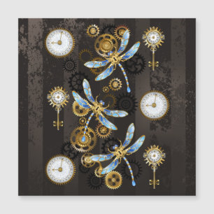 Dragoniscos de Steampunk sobre fondo rayado marró