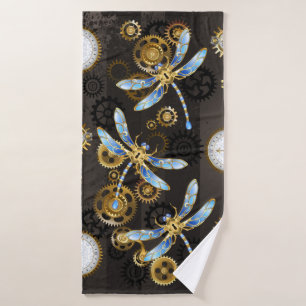 Dragoniscos de Steampunk sobre fondo rayado marró