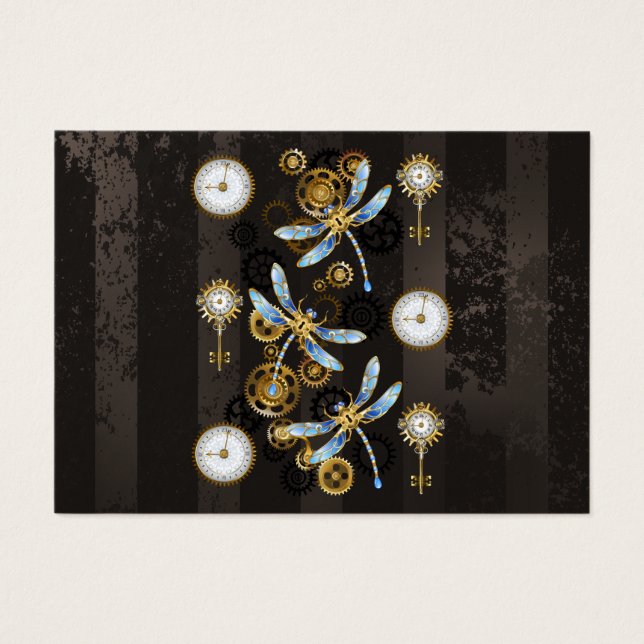 Dragoniscos de Steampunk sobre fondo rayado marrón (Frente)