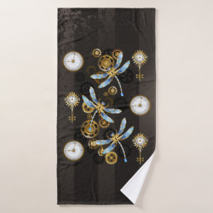 Dragoniscos de Steampunk sobre fondo rayado marrón