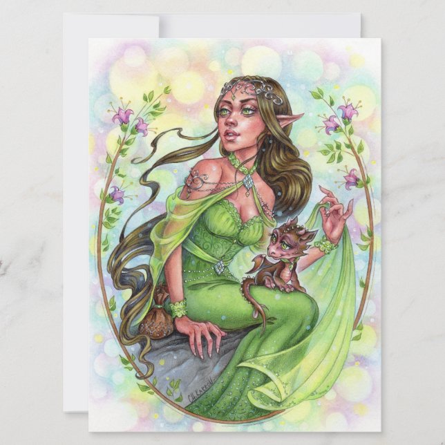 Dragonismo Tarjeta de Arte Elves Fantasy Fairytale (Anverso)
