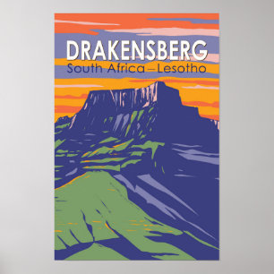 Drakensberg Sudáfrica Lesoto Retro de arte de viaj