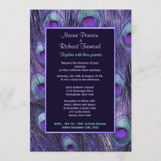 Drama púrpura de plumas de pavo real - Invitación